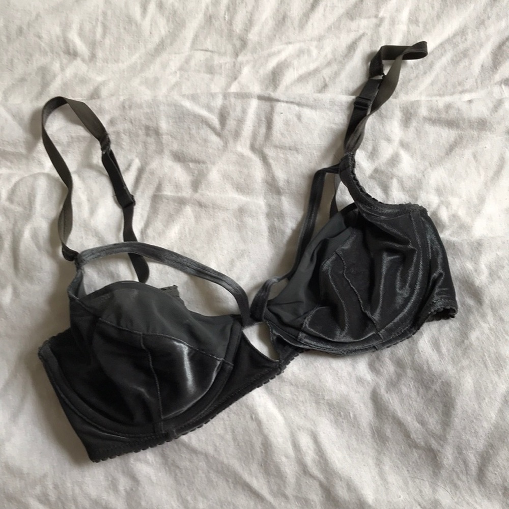 Free People Gray Velvet Bra